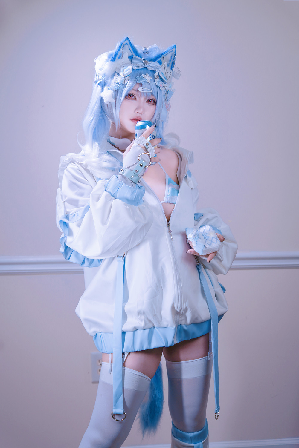 Cosplay 狐洛洛子 – 水色猫猫头(41P)
