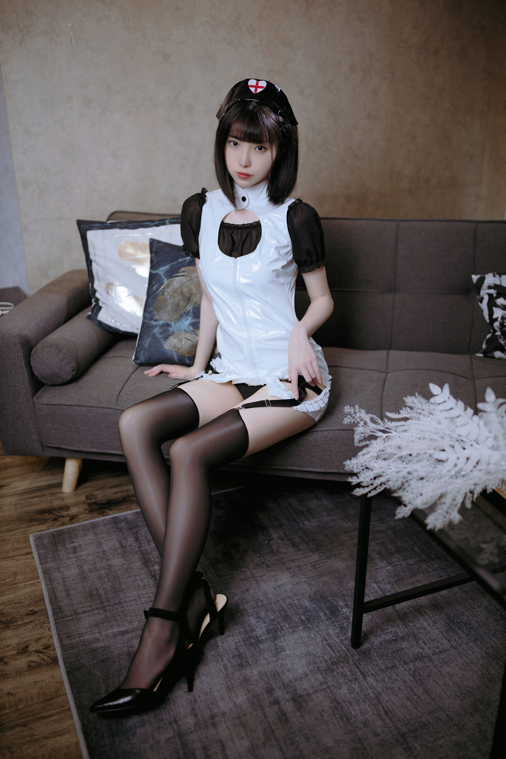 Cosplay 许岚LAN – 黑色丝袜护士