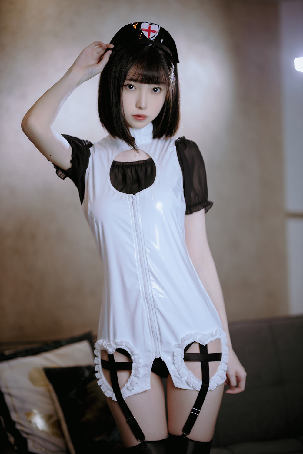 Cosplay 许岚LAN – 黑色丝袜护士