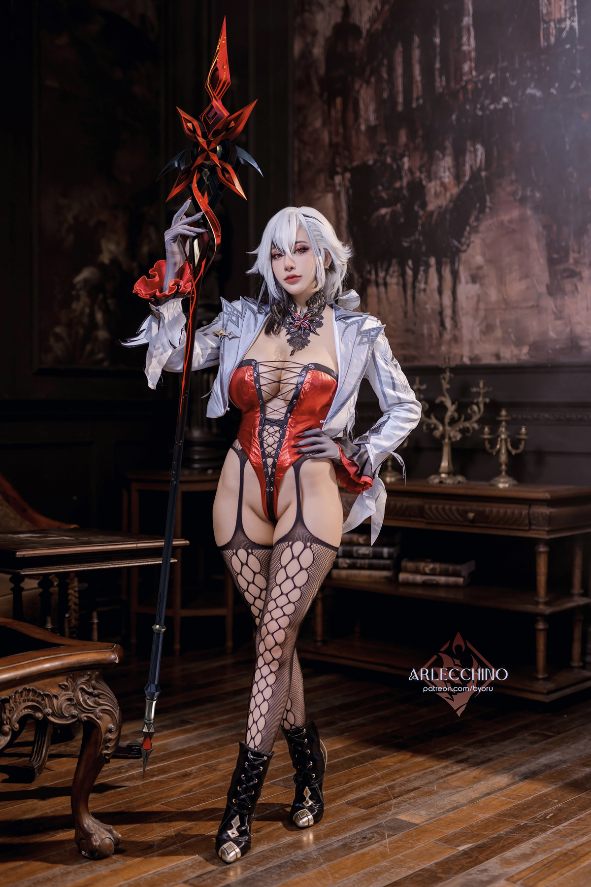 Cosplay 日本性感萝莉Byoru 原神「仆人」阿蕾奇诺 二(43P)