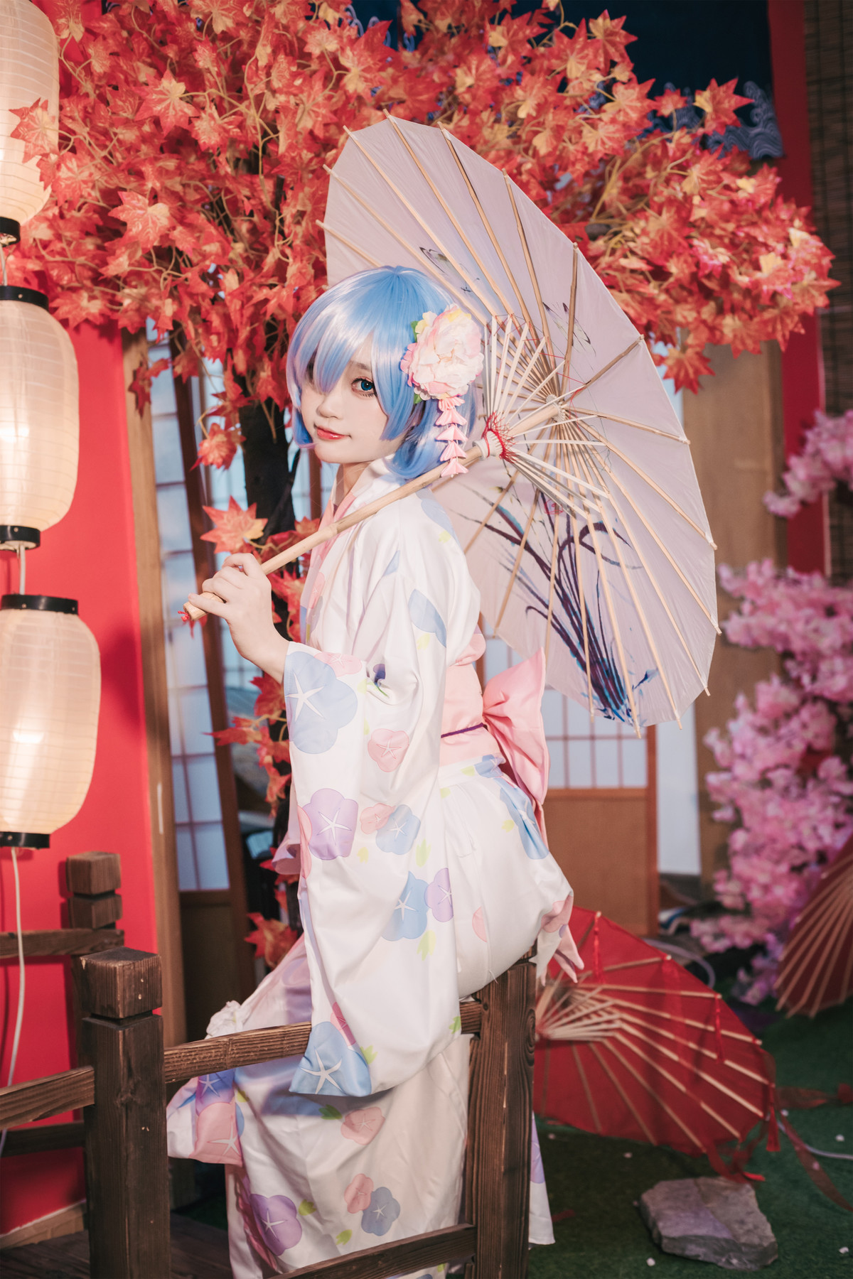 Cosplay 神沢永莉 蕾姆和风 Rem (レム)(48P)