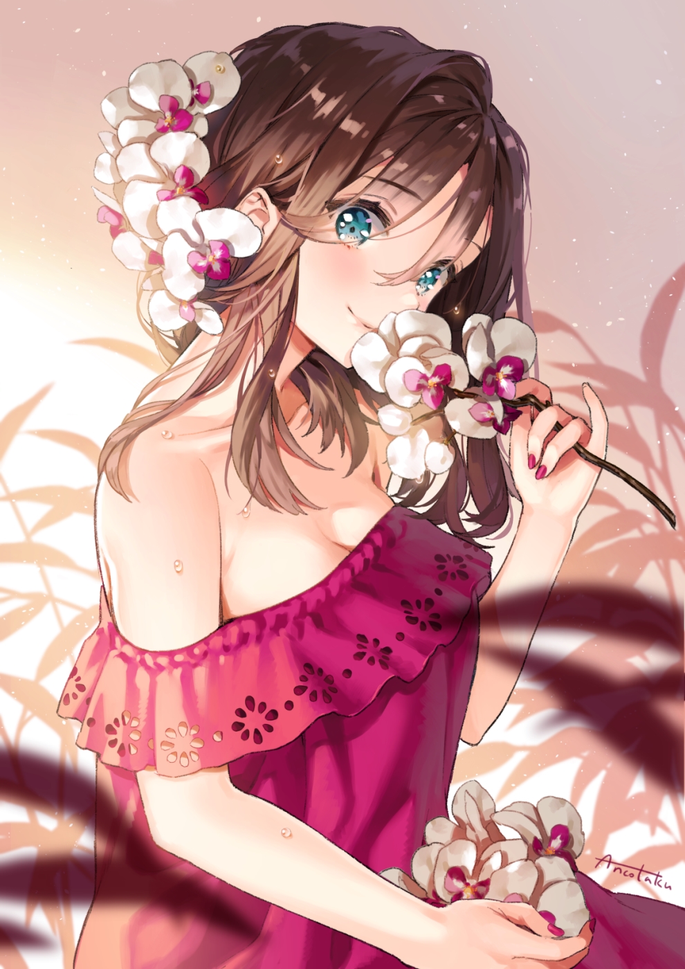 性感可爱动漫美少女半露香肩唯美图片