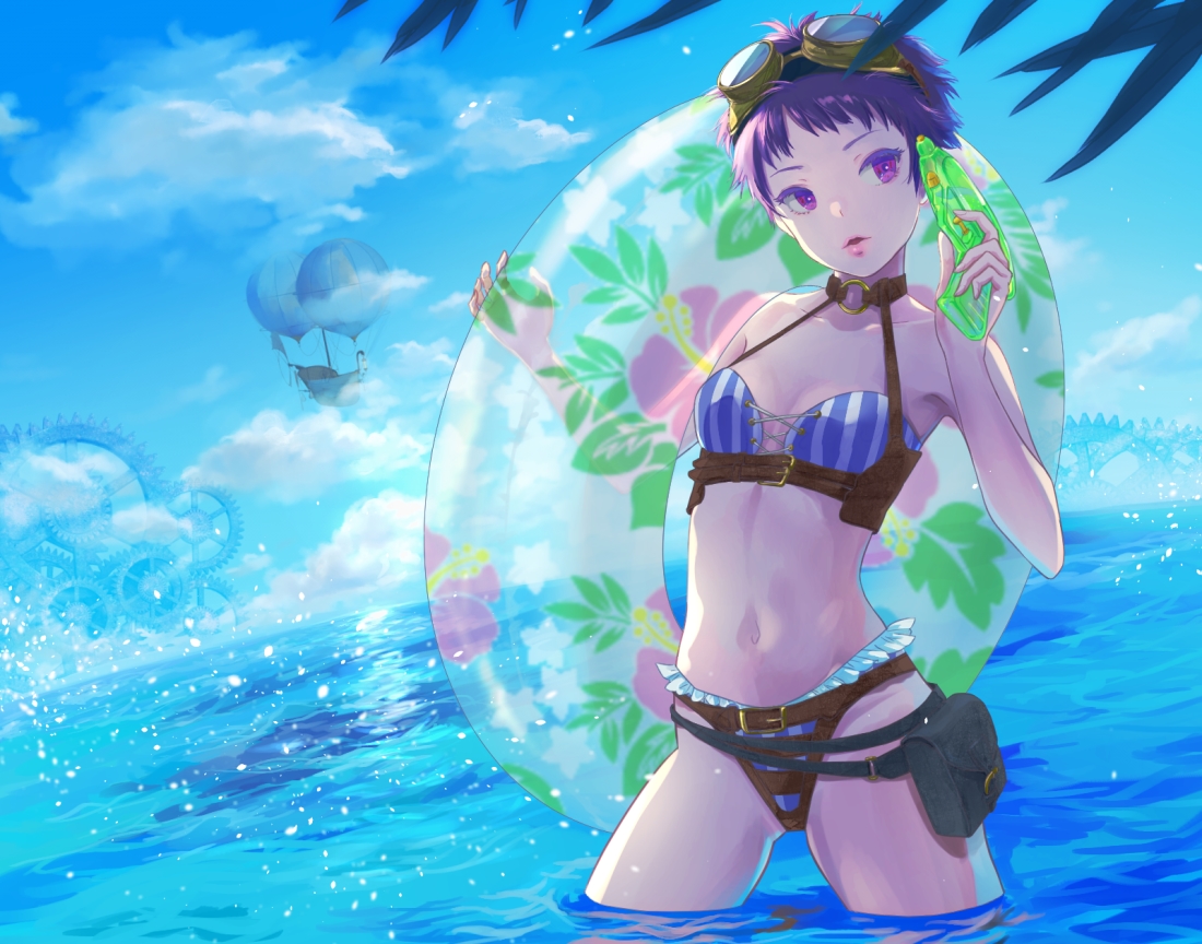 夏日沙滩动漫美女萝莉死库水比基尼湿身萌图
