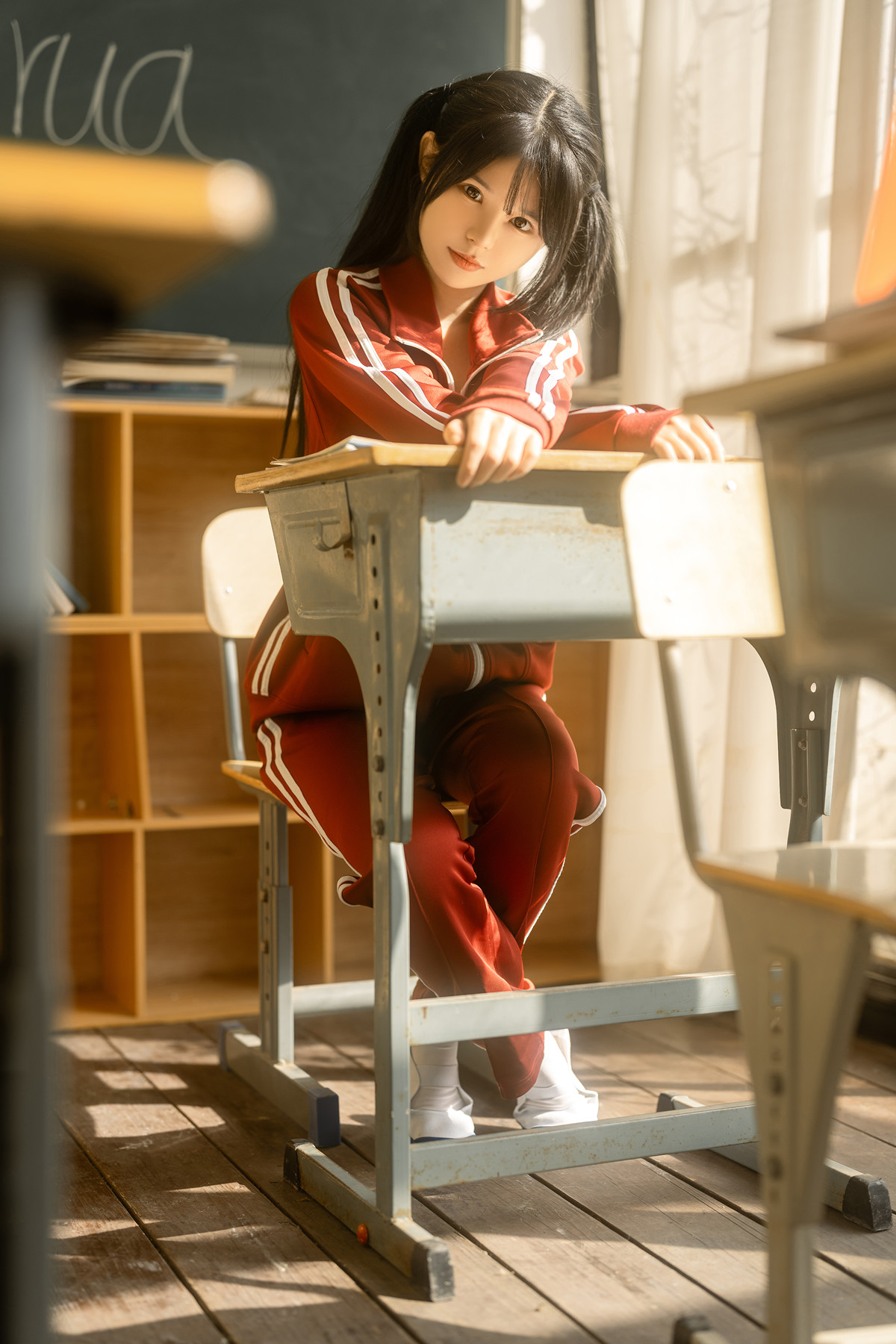 Cosplay Rua阮阮 课间阳光-红色校服(56P)