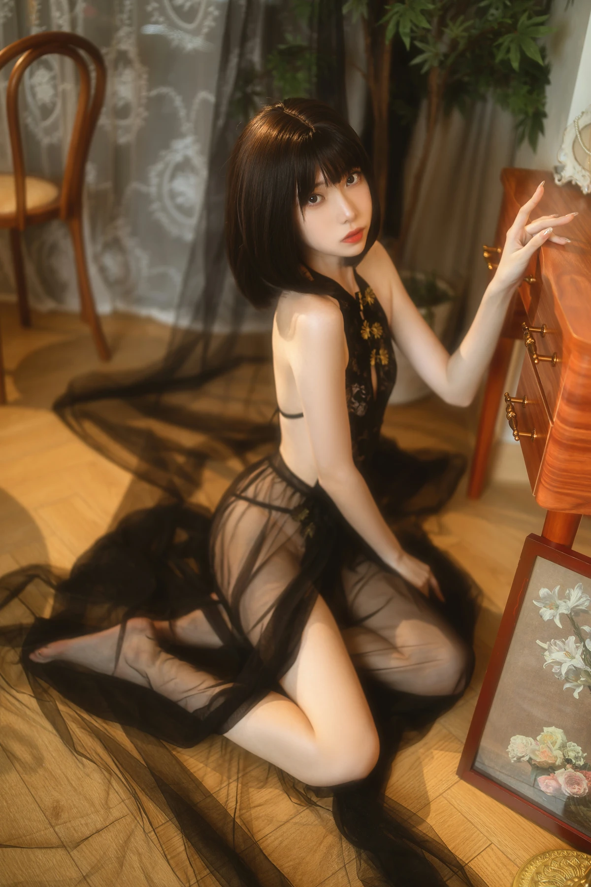 Cosplay 许岚LAN – 纯欲黑纱