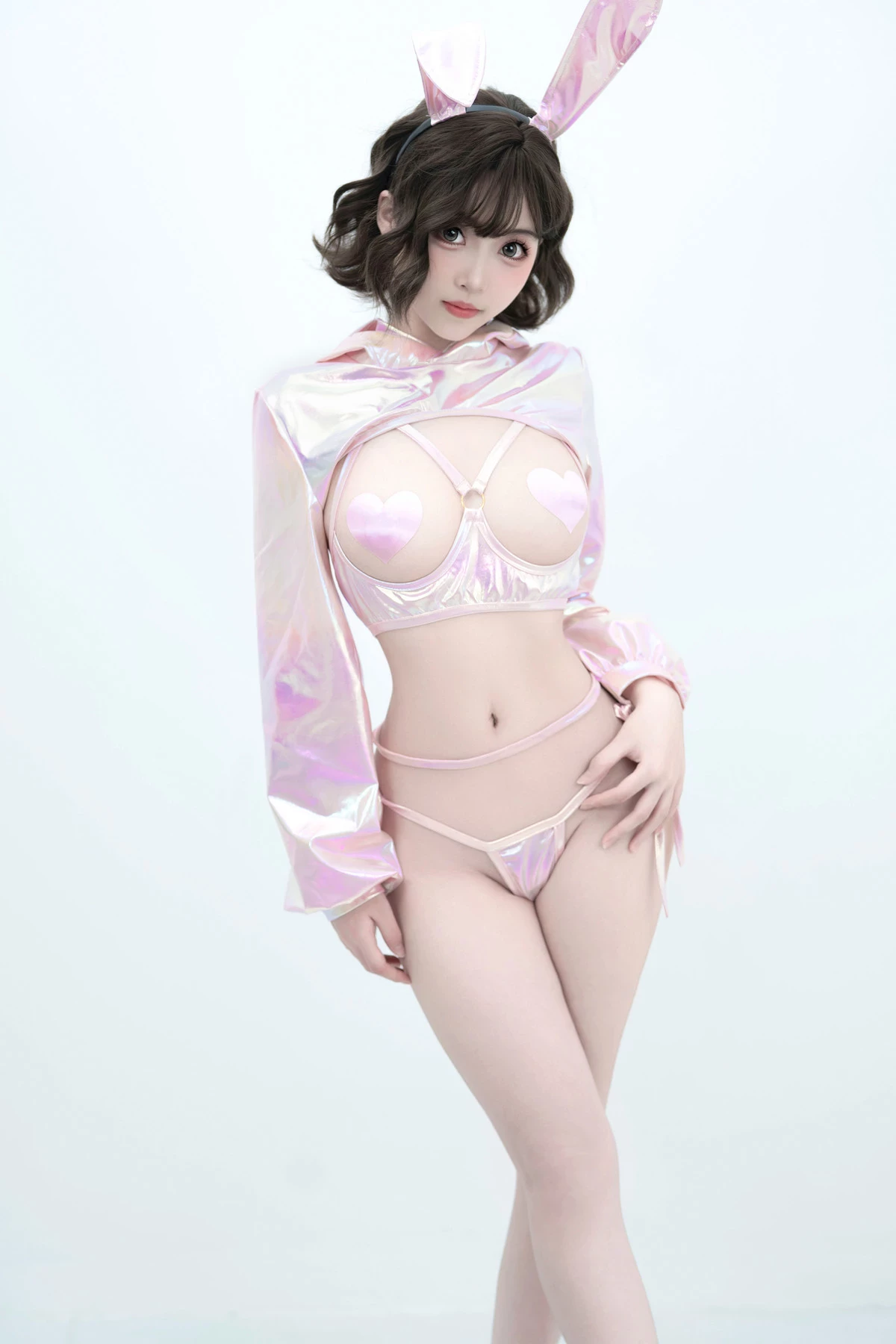 抖音網紅Bangni邦尼粉色兔兔主題性感粉色兔女郎露粉色情趣內衣秀惹火身材誘惑寫真102P