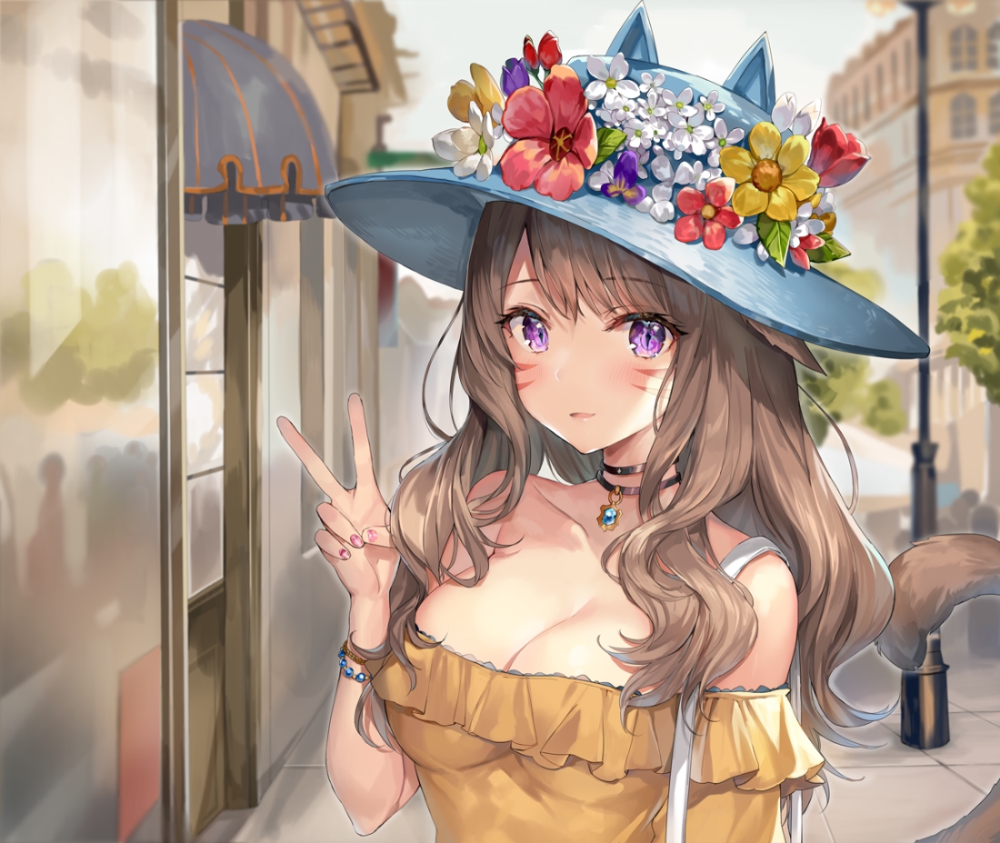 性感可爱动漫美少女半露香肩唯美图片