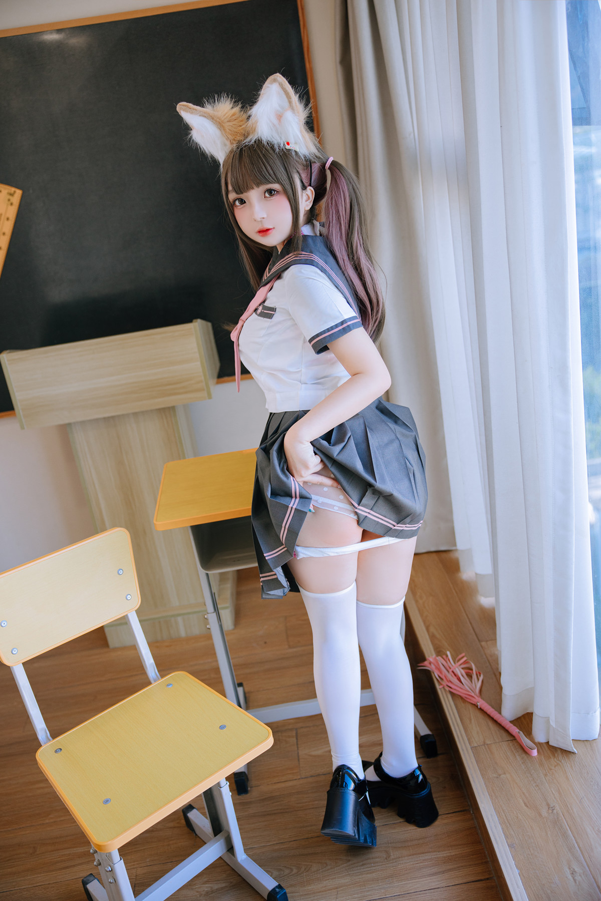 Cosplay Rinaijiao日奈娇 课桌捆绑 Set.01(60P)