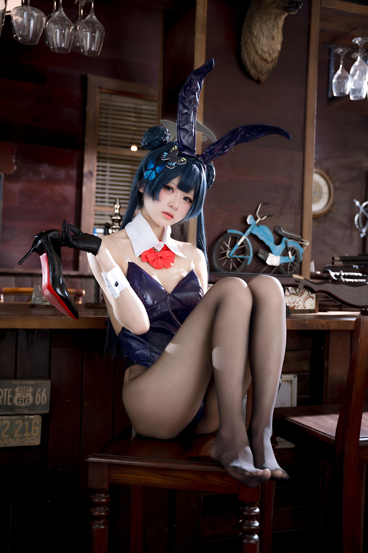 Cosplay 九柒喵 – 蔚蓝档案 龙华妃咲 兔女郎(61P)
