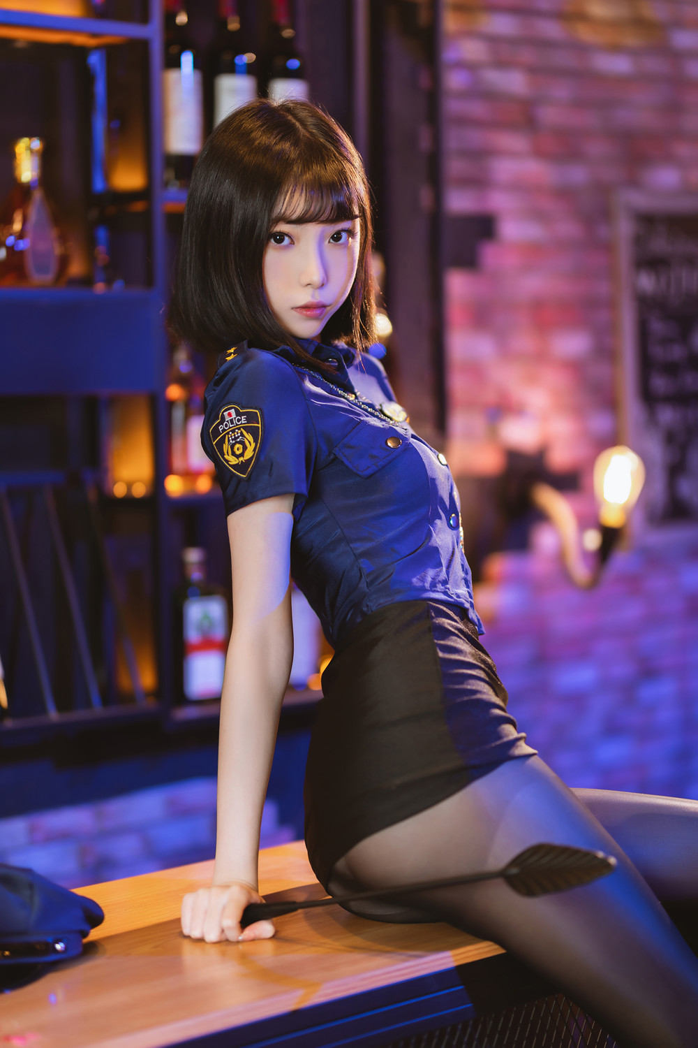 Cosplay 许岚LAN – 黑色丝袜女警
