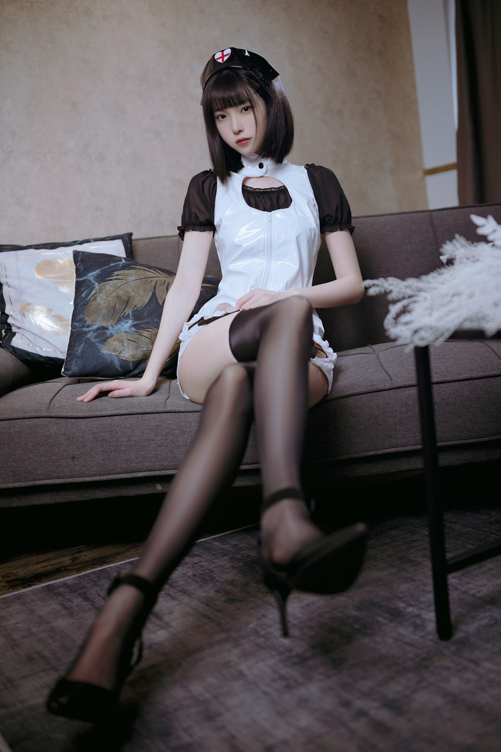 Cosplay 许岚LAN – 黑色丝袜护士