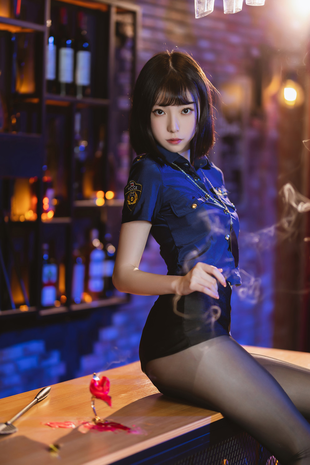 Cosplay 许岚LAN – 黑色丝袜女警