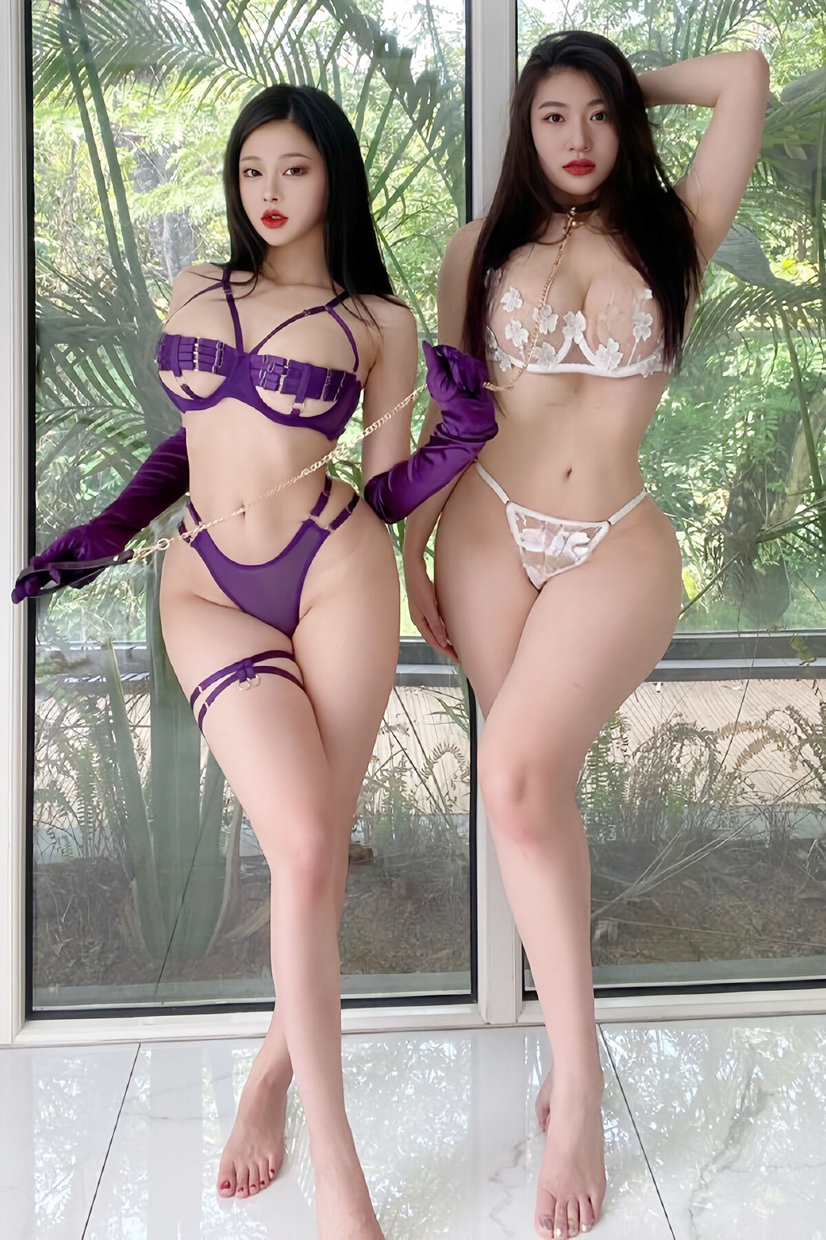 lelepigbaby – 双骄性感透视白色蕾丝 (38P)