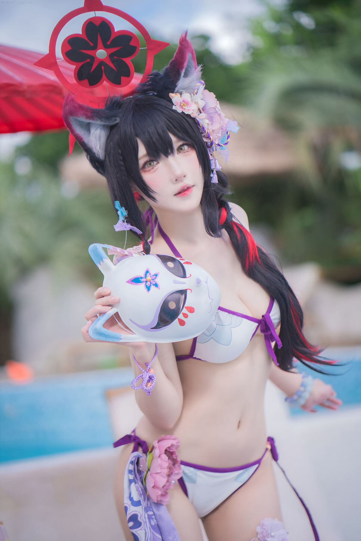 Coser@阿包也是兔娘 – 蔚蓝档案 狐坂若藻 水着 (33P)