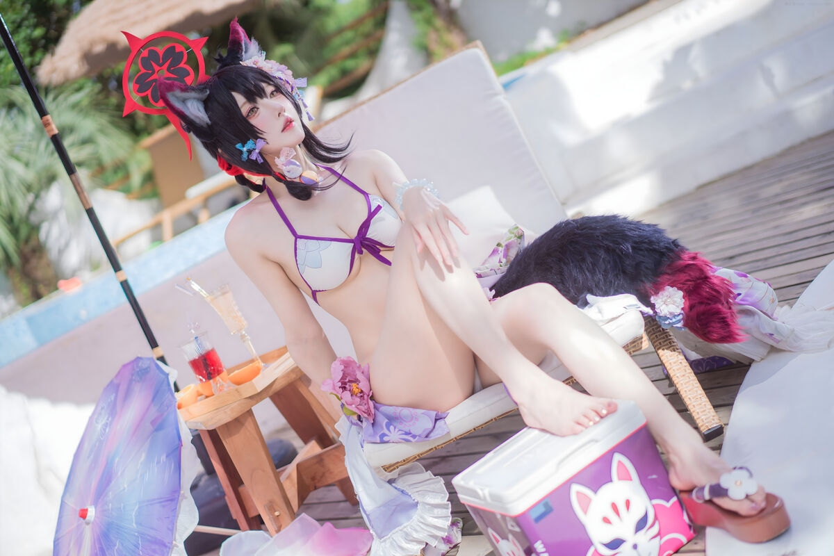 Coser@阿包也是兔娘 – 蔚蓝档案 狐坂若藻 水着 (33P)