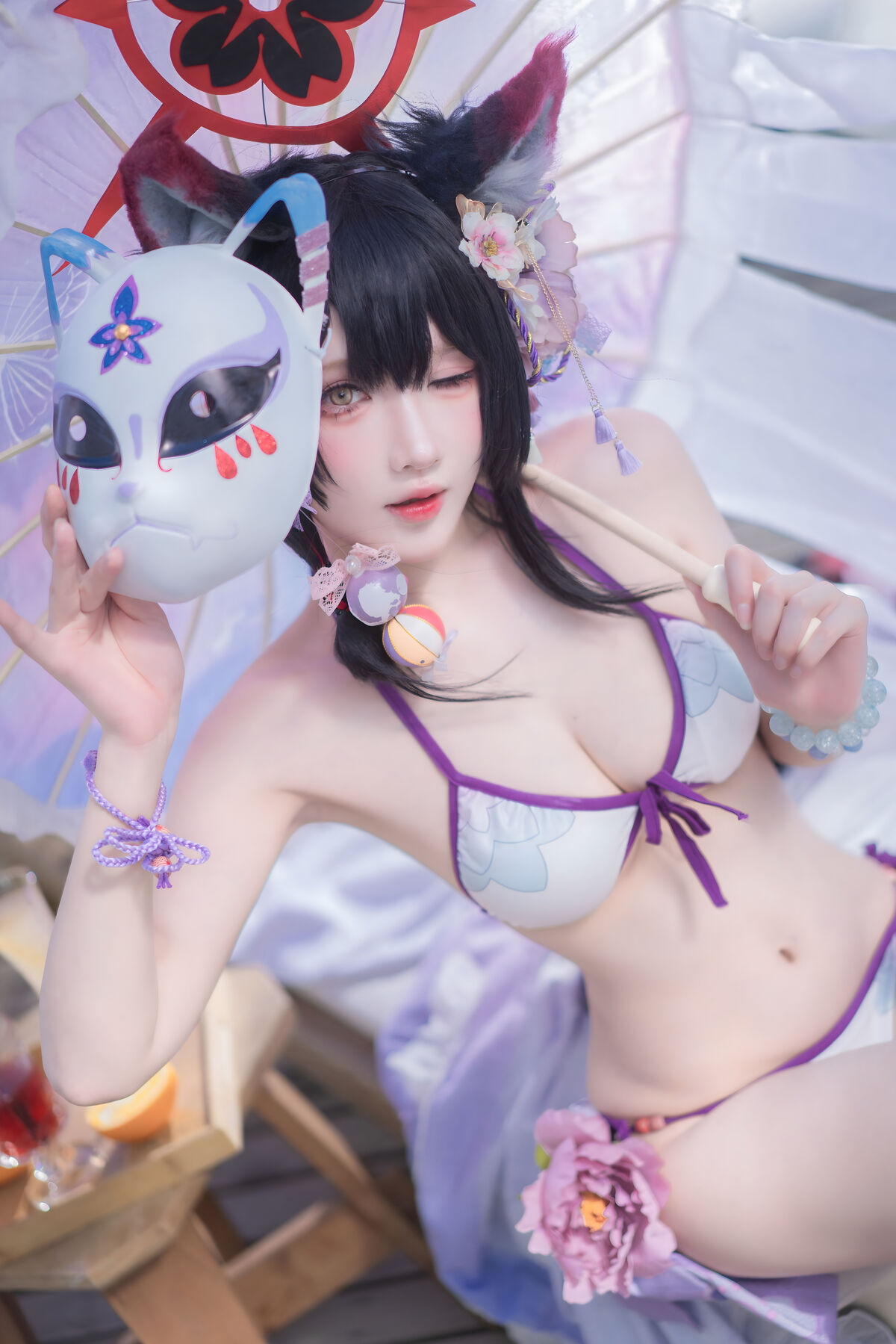 Coser@阿包也是兔娘 – 蔚蓝档案 狐坂若藻 水着 (33P)