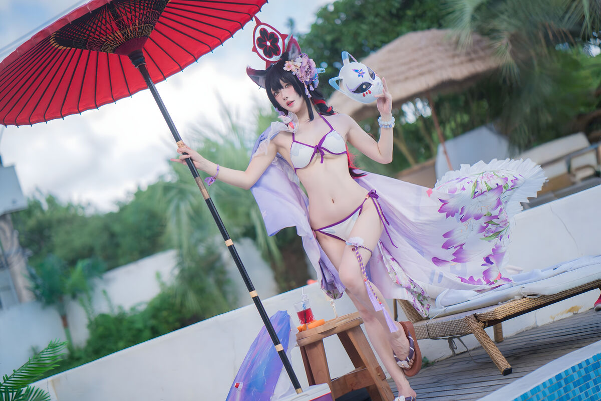Coser@阿包也是兔娘 – 蔚蓝档案 狐坂若藻 水着 (33P)