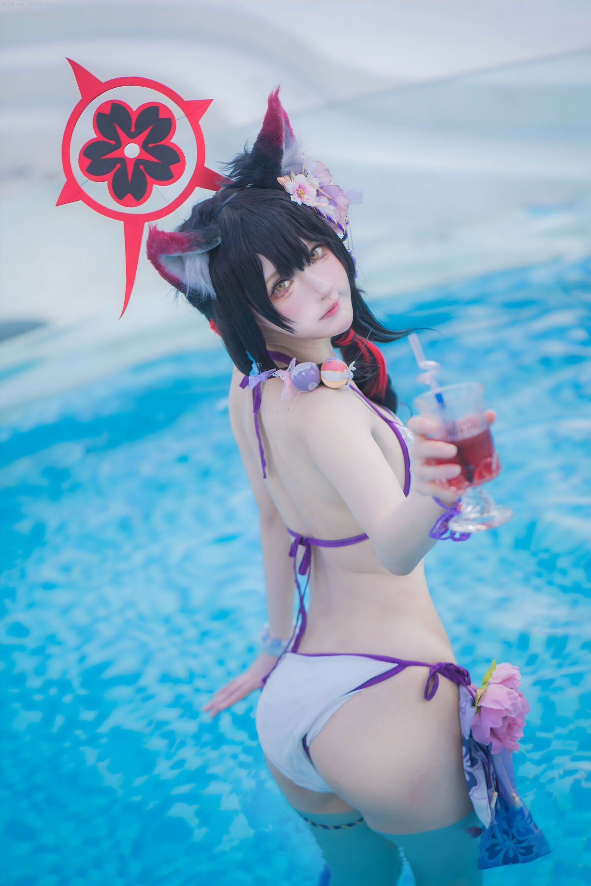 Coser@阿包也是兔娘 – 蔚蓝档案 狐坂若藻 水着 (33P)