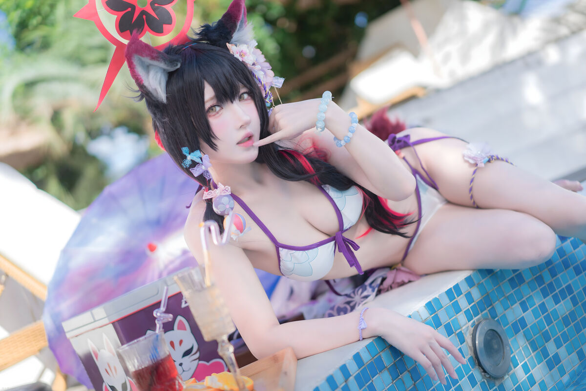 Coser@阿包也是兔娘 – 蔚蓝档案 狐坂若藻 水着 (33P)