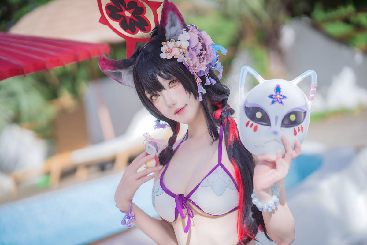 Coser@阿包也是兔娘 – 蔚蓝档案 狐坂若藻 水着 (33P)