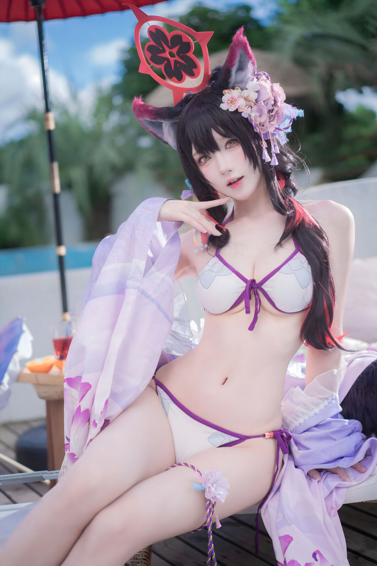 Coser@阿包也是兔娘 – 蔚蓝档案 狐坂若藻 水着 (33P)