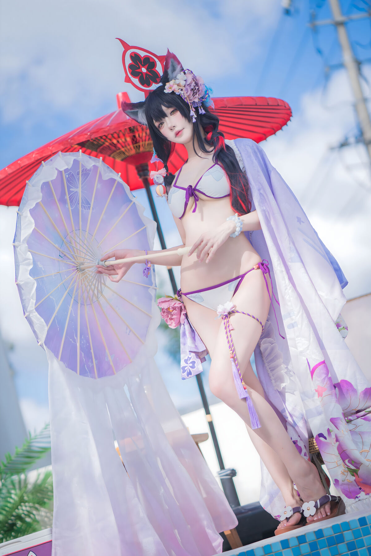 Coser@阿包也是兔娘 – 蔚蓝档案 狐坂若藻 水着 (33P)