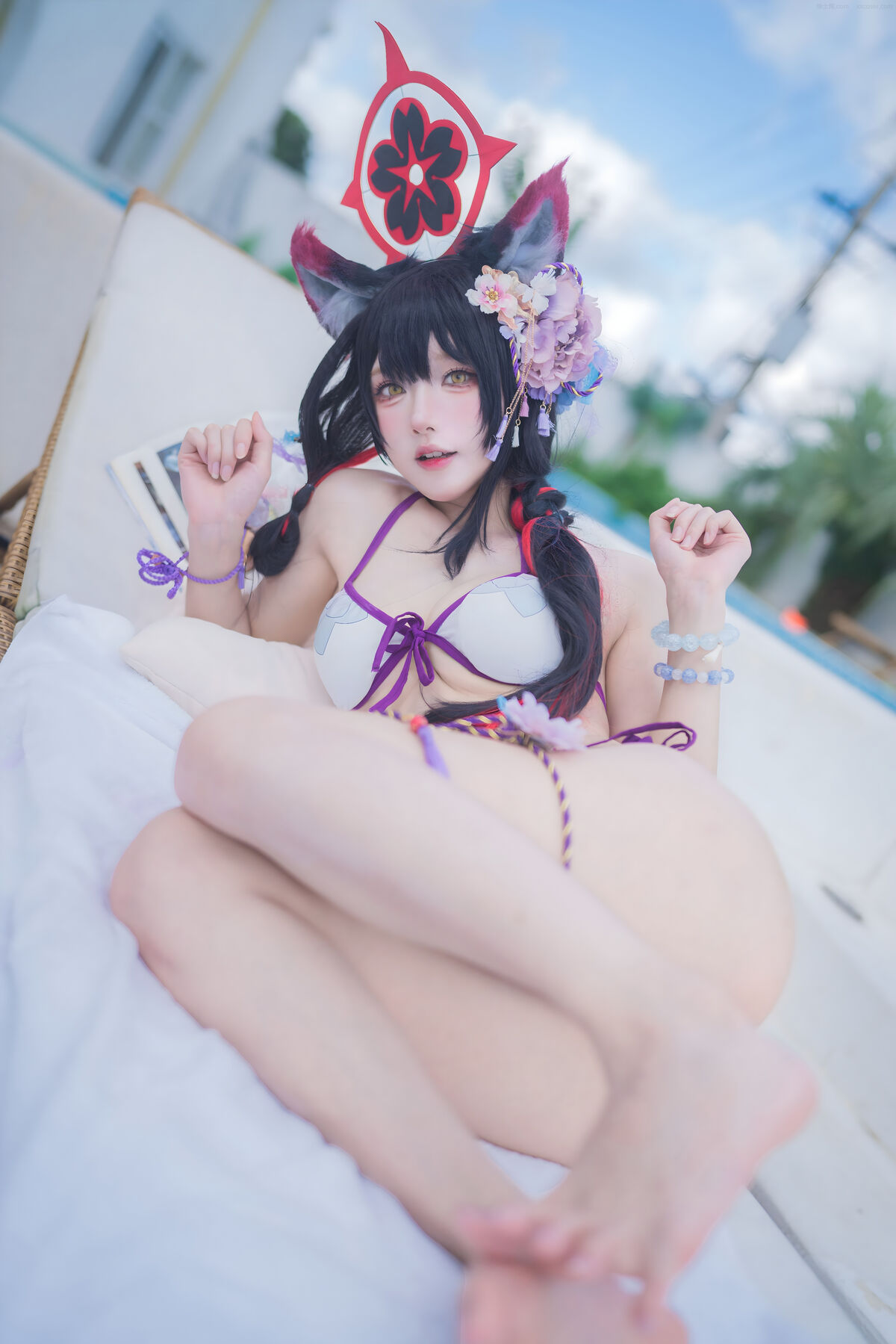 Coser@阿包也是兔娘 – 蔚蓝档案 狐坂若藻 水着 (33P)