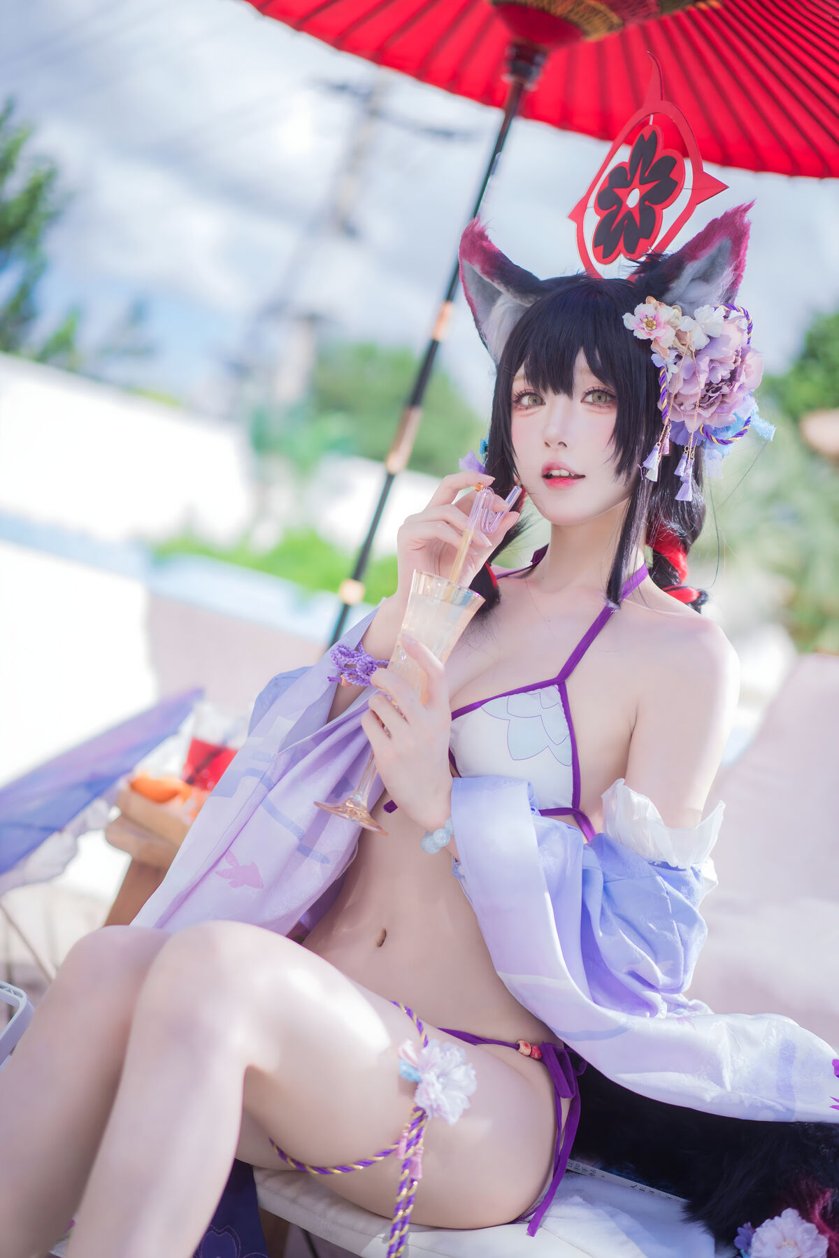 Coser@阿包也是兔娘 – 蔚蓝档案 狐坂若藻 水着 (33P)
