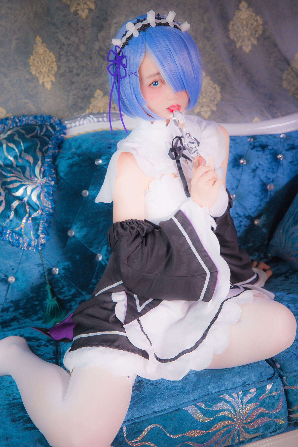 Coser@喵嗚少女 – 定制福利cos雷姆 微胖可愛美少女 白虎逼萝莉