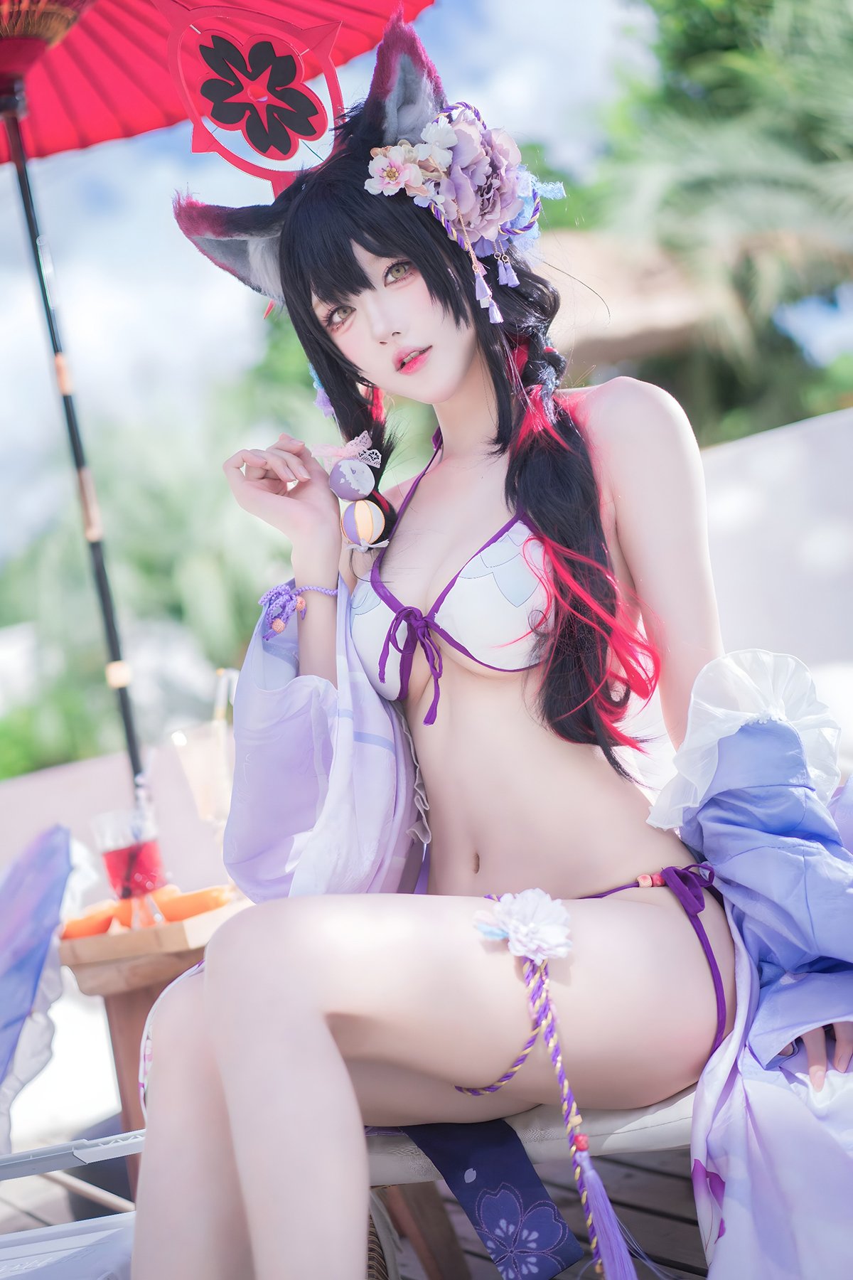 Coser@阿包也是兔娘 – 蔚蓝档案 狐坂若藻 水着 (33P)