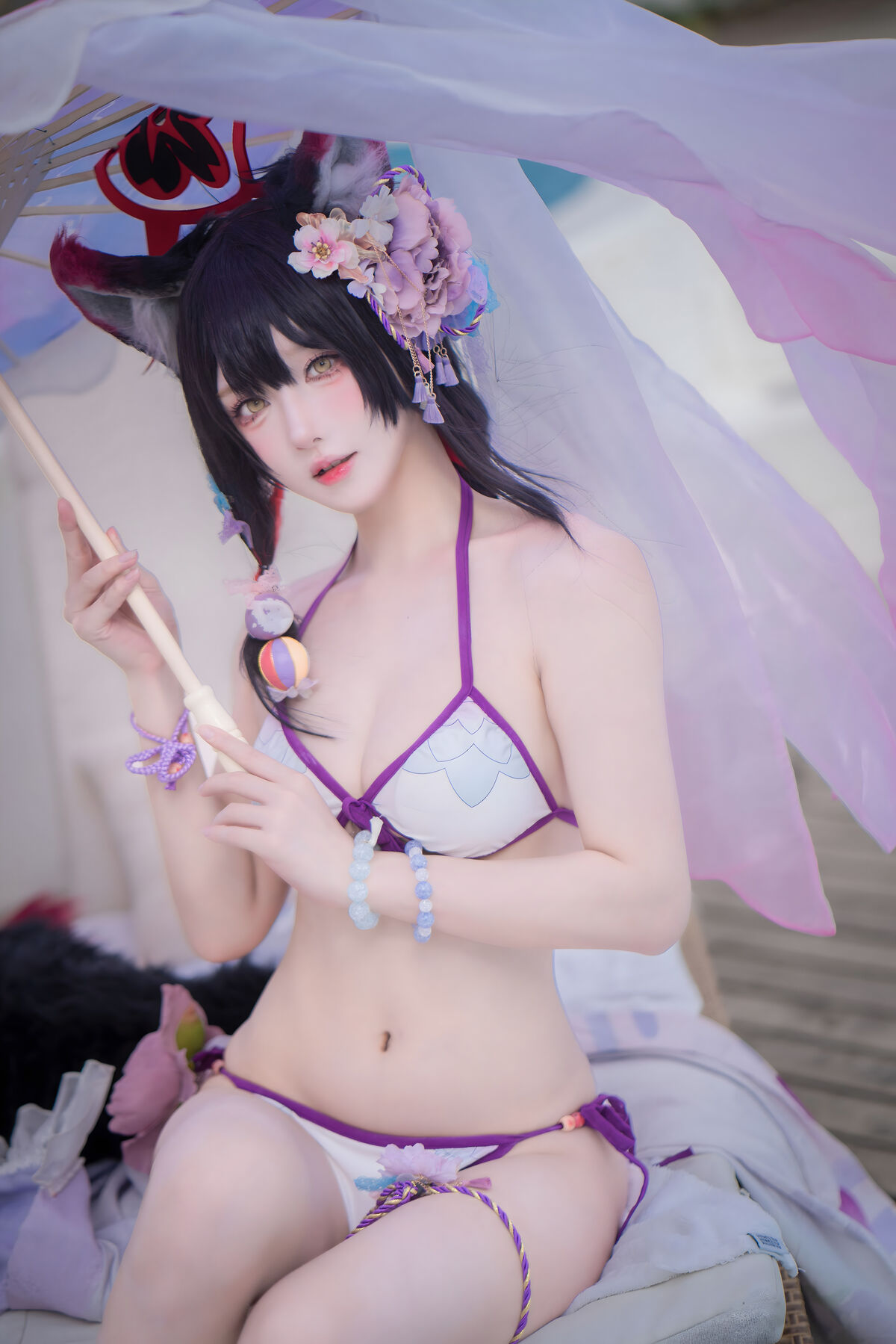 Coser@阿包也是兔娘 – 蔚蓝档案 狐坂若藻 水着 (33P)