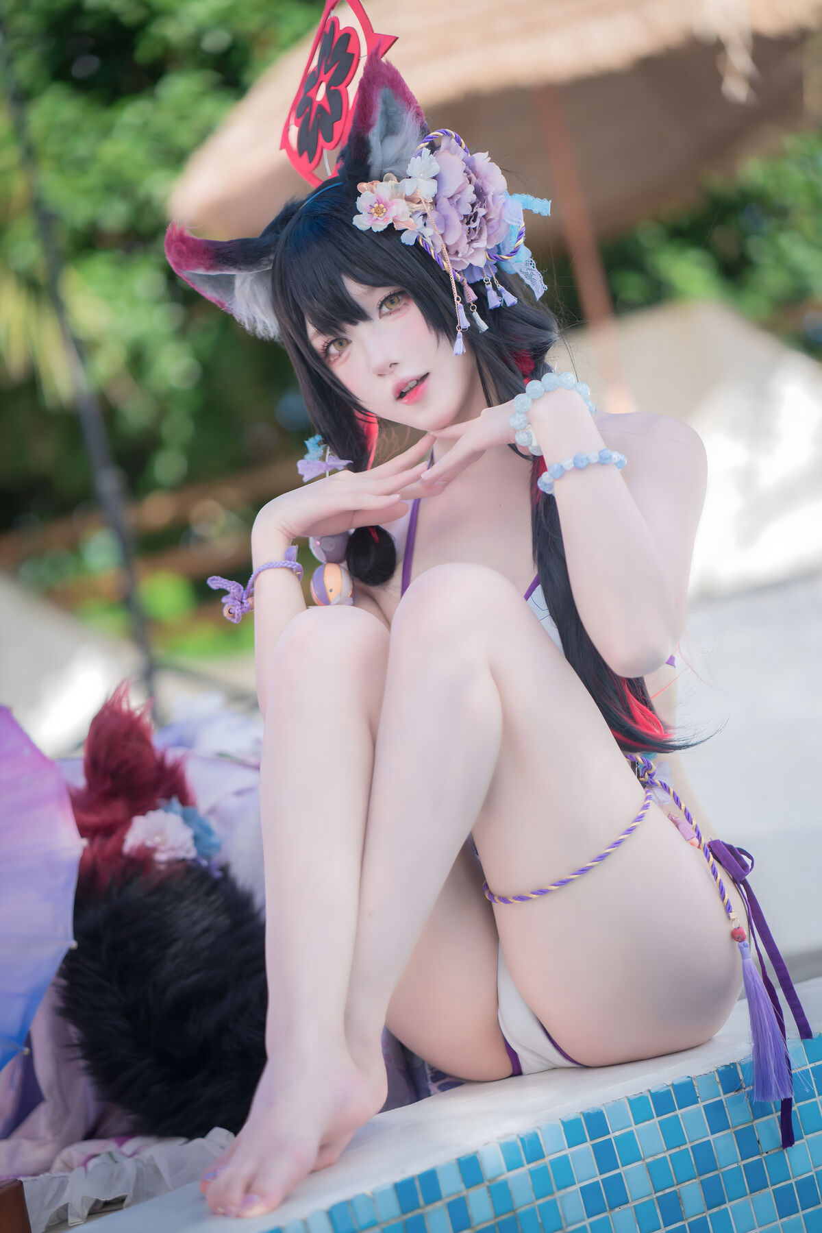 Coser@阿包也是兔娘 – 蔚蓝档案 狐坂若藻 水着 (33P)
