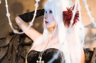 動漫博主蠢沫沫黑天鵝主題性感黑色情趣服飾配黑絲網襪秀完美身材撩人誘惑寫真80P