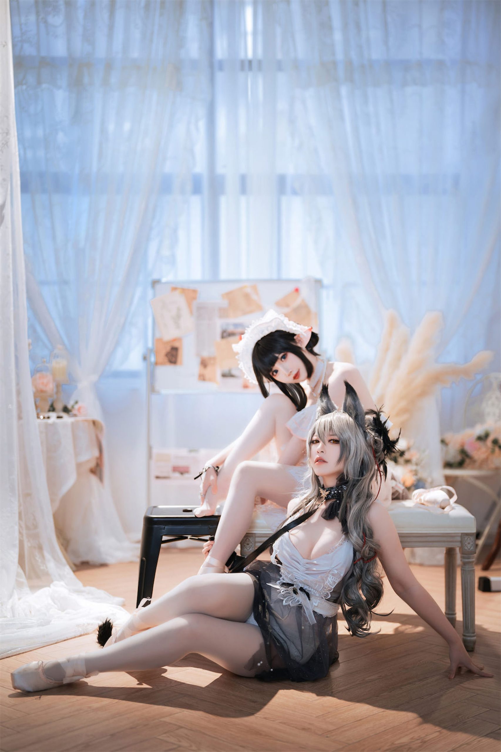 [福利COS] 可爱人气Coser面饼仙儿&半半子 - Arknights 黑x森蚺バレエ