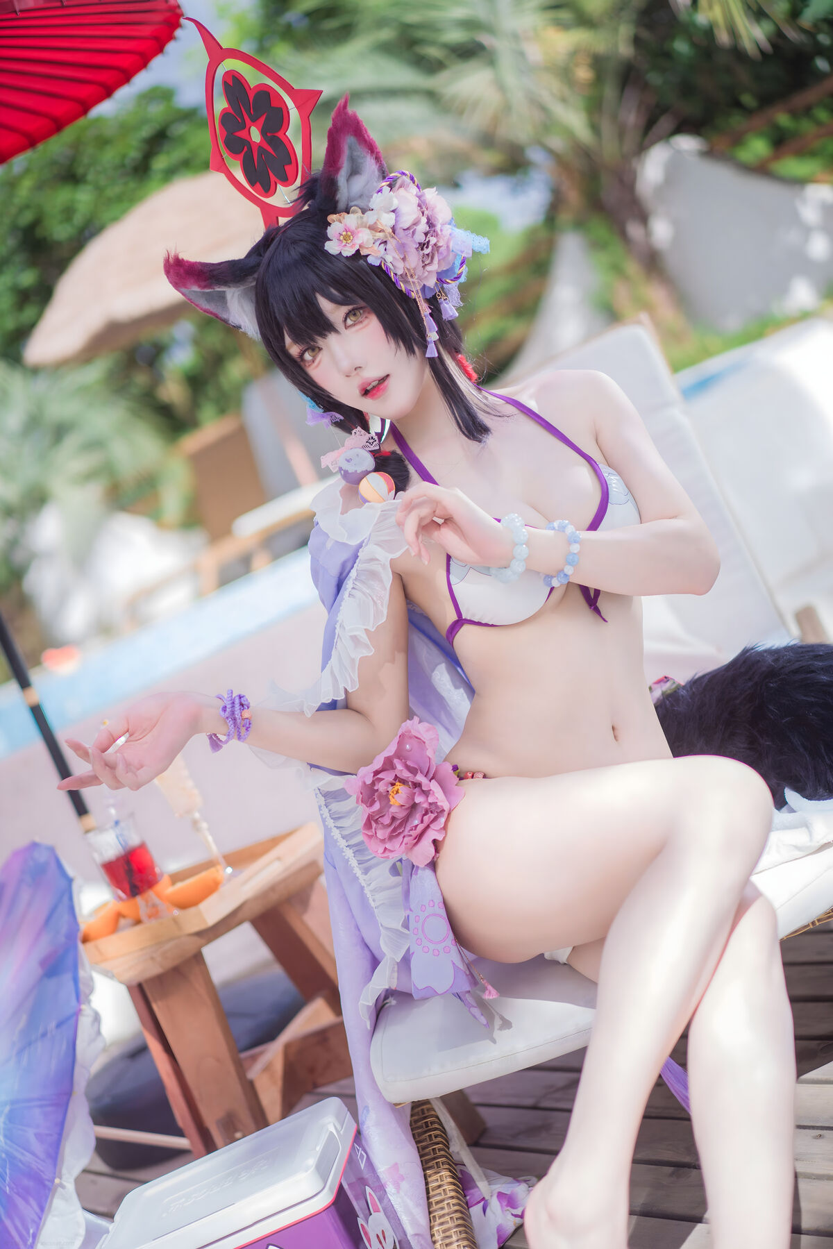 Coser@阿包也是兔娘 – 蔚蓝档案 狐坂若藻 水着 (33P)