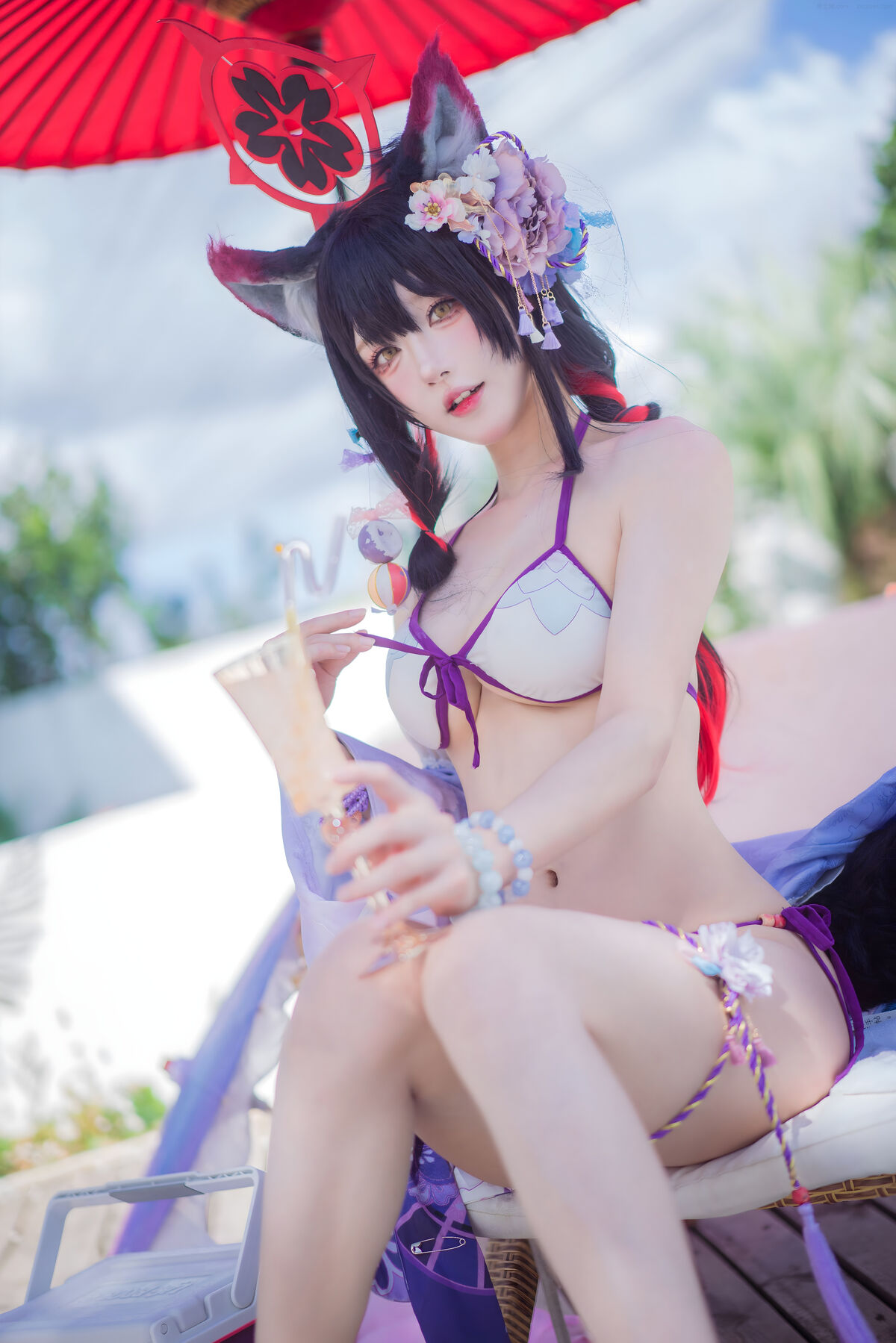 Coser@阿包也是兔娘 – 蔚蓝档案 狐坂若藻 水着 (33P)