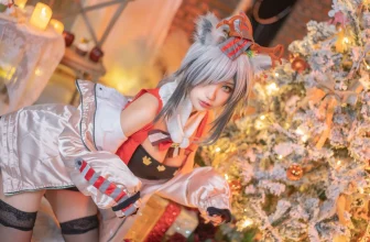 [網紅COSER寫真] 周嘰是可愛兔兔 – 聖誕黑絲獸耳