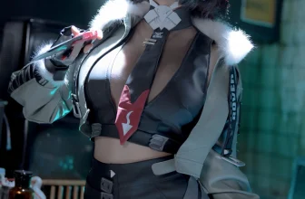 動漫博主蠢沫沫絕區零簡杜主題性感黑色內衣配黑色絲襪露油亮肌膚秀豐腴身材誘惑寫真…