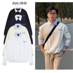 Áo sweater phối sơ mi dài tay JULIDO chất liệu vải nỉ hai da