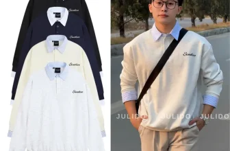 Áo sweater phối sơ mi dài tay JULIDO chất liệu vải nỉ hai da